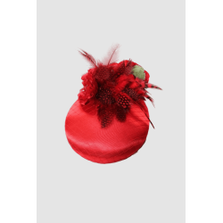 TOCADO ROJO AMAPOLA PLUMAS