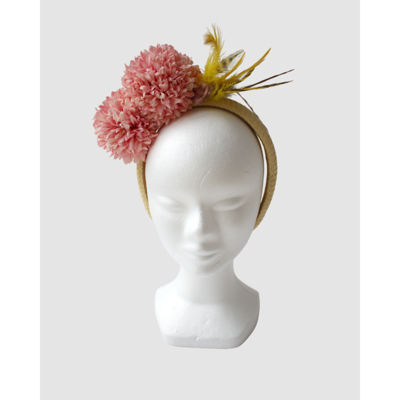 DIADEMA POMPONES PLUMAS