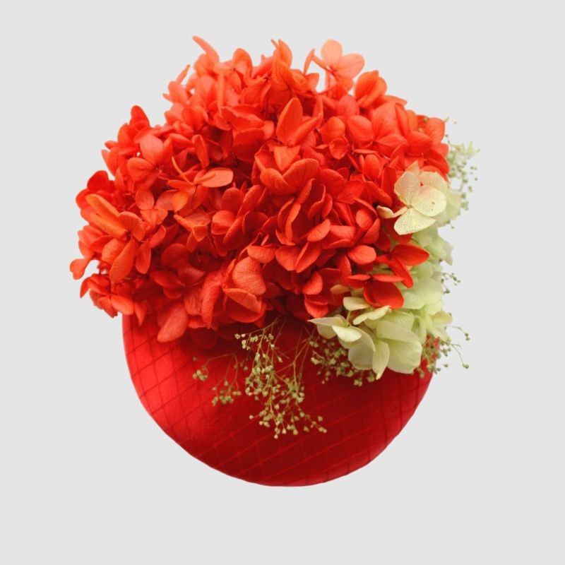 TOCADO RED ROJO VERDE HORTENSIAS